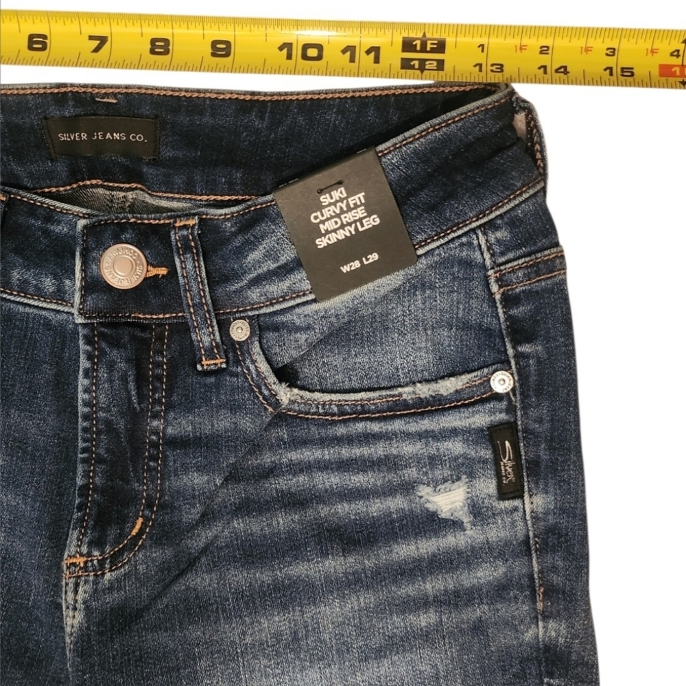 Womens Silver Jeans Co. Suki Curvy Fit Mid Rise Jeans Distressed 28/29 MSRP $84 - Picture 6 of 15